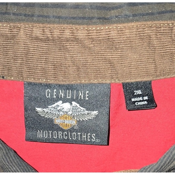Harley Davidson Button Up Shirt Mens 2XL Motorcycle Biker Corduroy Puff‎ Print - Picture 3 of 16